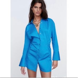 Zara Blue Cotton Shirt Dress